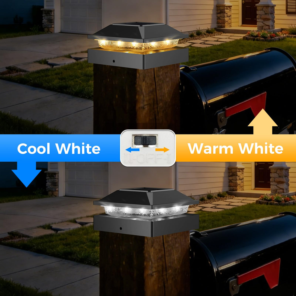 Peasur 4x4 post-cap light cool white brightens outdoor steps and decks