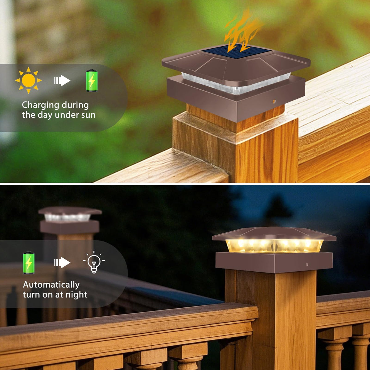 Peasur 4x4 brown post cap light brightness settings overview