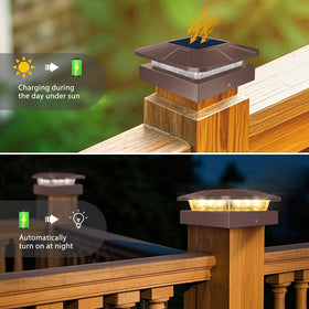 Peasur 4x4 brown post cap light brightness settings overview
