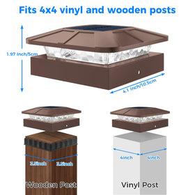 Peasur 4x4 post cap light on brown deck adds welcoming glow