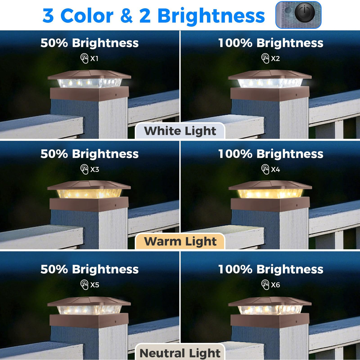 Peasur post cap light on brown fence enhances yard visibility after dark