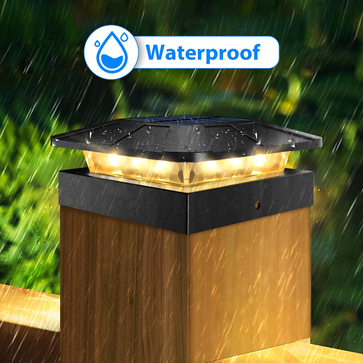 Peasur easy install solar post light demonstrates no wiring required