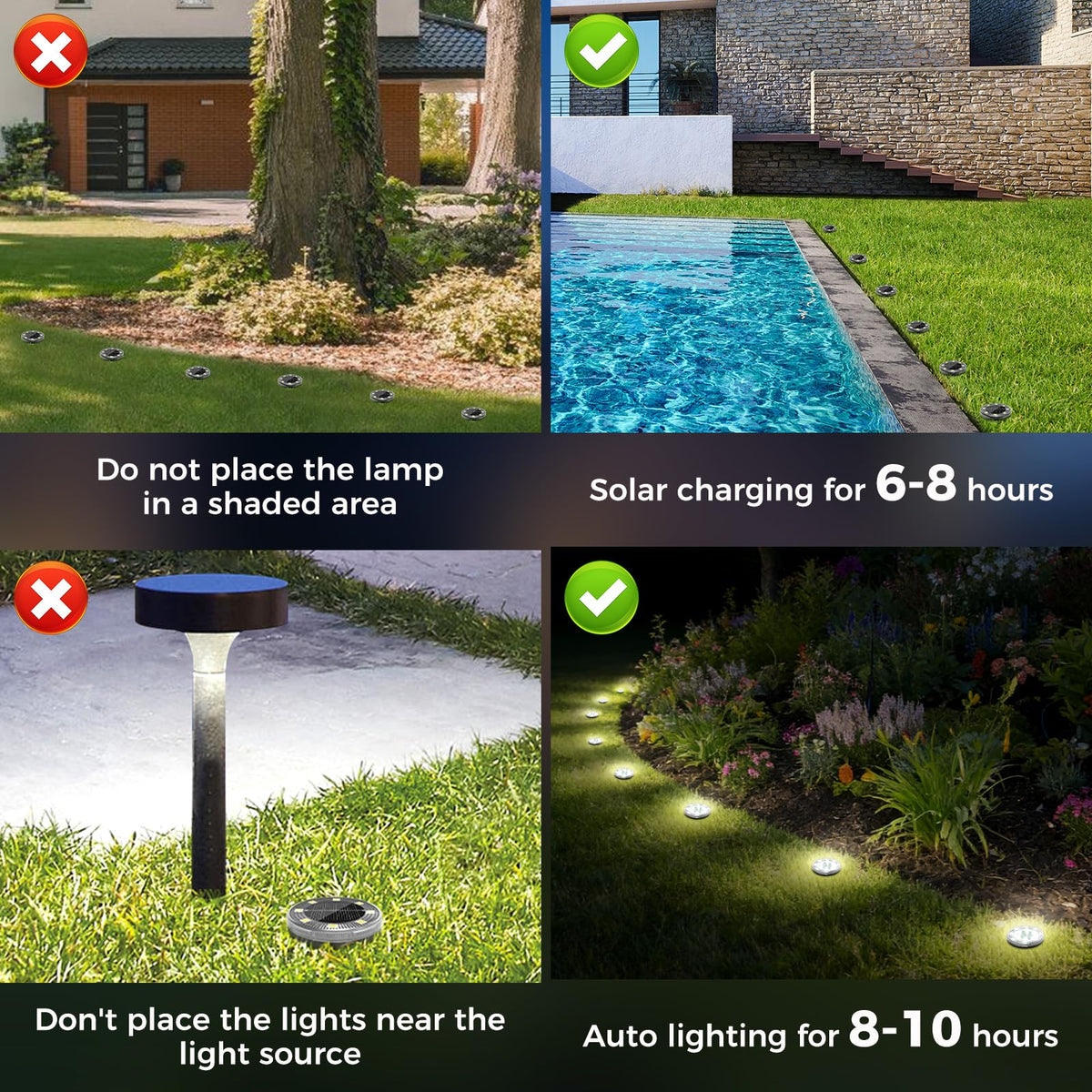 Peasur flat solar disc light powers pathways without wiring