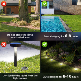 Peasur flat solar disc light powers pathways without wiring