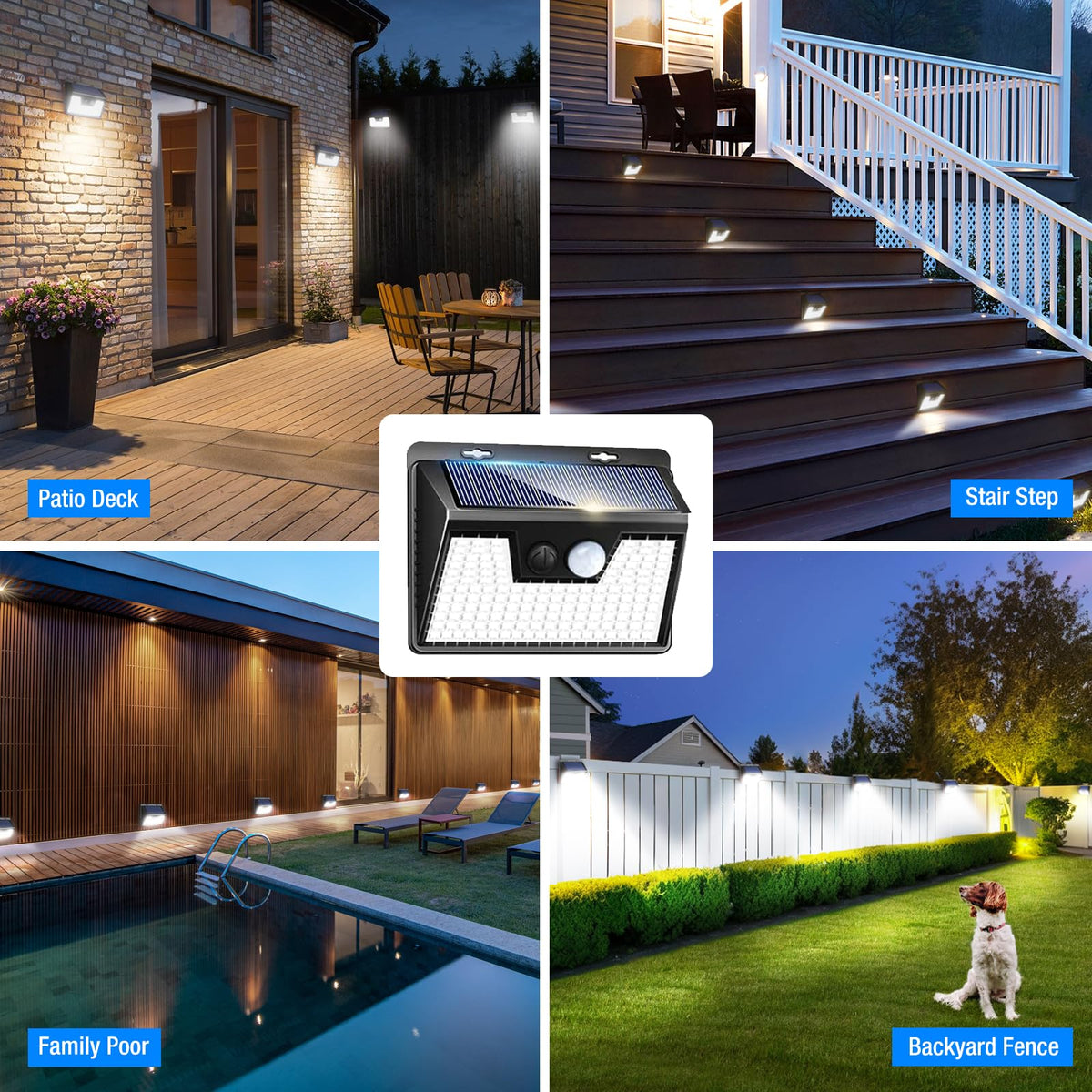 Peasur patio lighting enhances yard ambience while saving energy