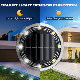 Peasur solar disc light garden adds a warm glow for beautiful evenings outdoors.