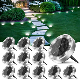 Peasur solar disc light pathway provides a safe, well-lit walkway after dusk.