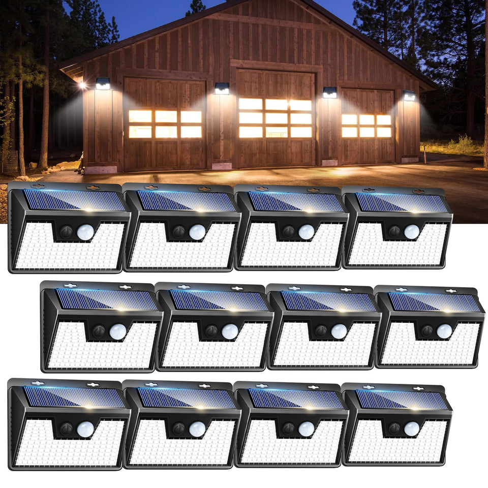Peasur 12-pack solar LED lights provide broad 180-degree illumination for outdoors