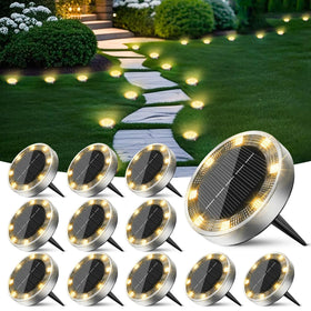 Peasur outdoor disc light providing bright pathway illumination with weatherproof durability.