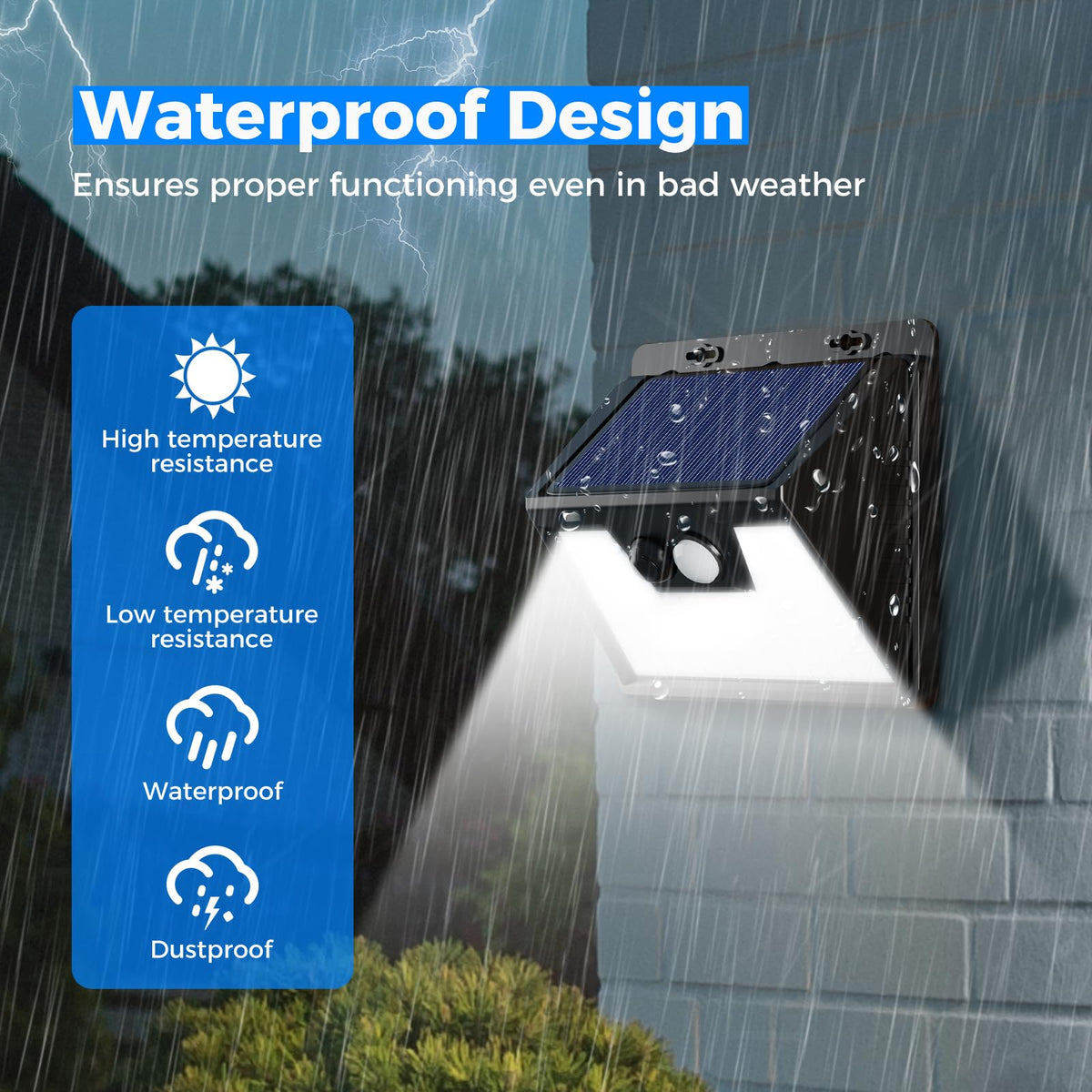 Peasur IP65 waterproof solar light withstands weather for fence and garden lighting