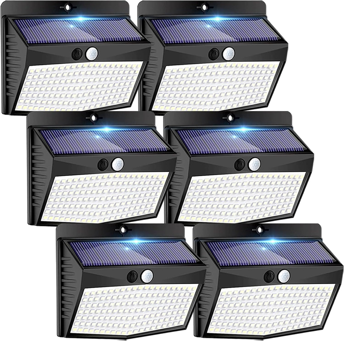 Peasur solar lights outdoor motion sensor illuminate entrances and pathways at night.