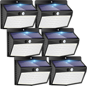 Peasur solar lights outdoor motion sensor illuminate entrances and pathways at night.