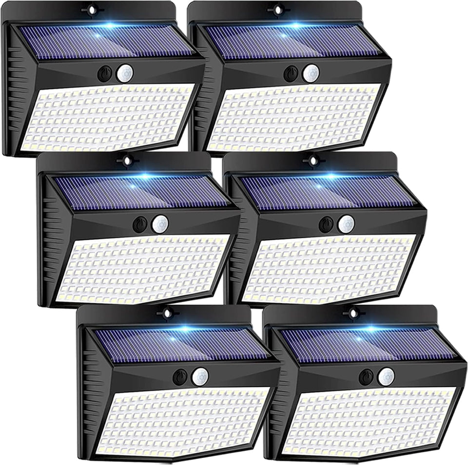 Peasur solar lights outdoor motion sensor illuminate entrances and pathways at night.