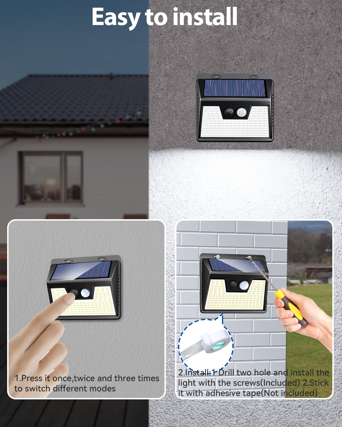 Peasur IP65 waterproof solar light built with durable ABS housing