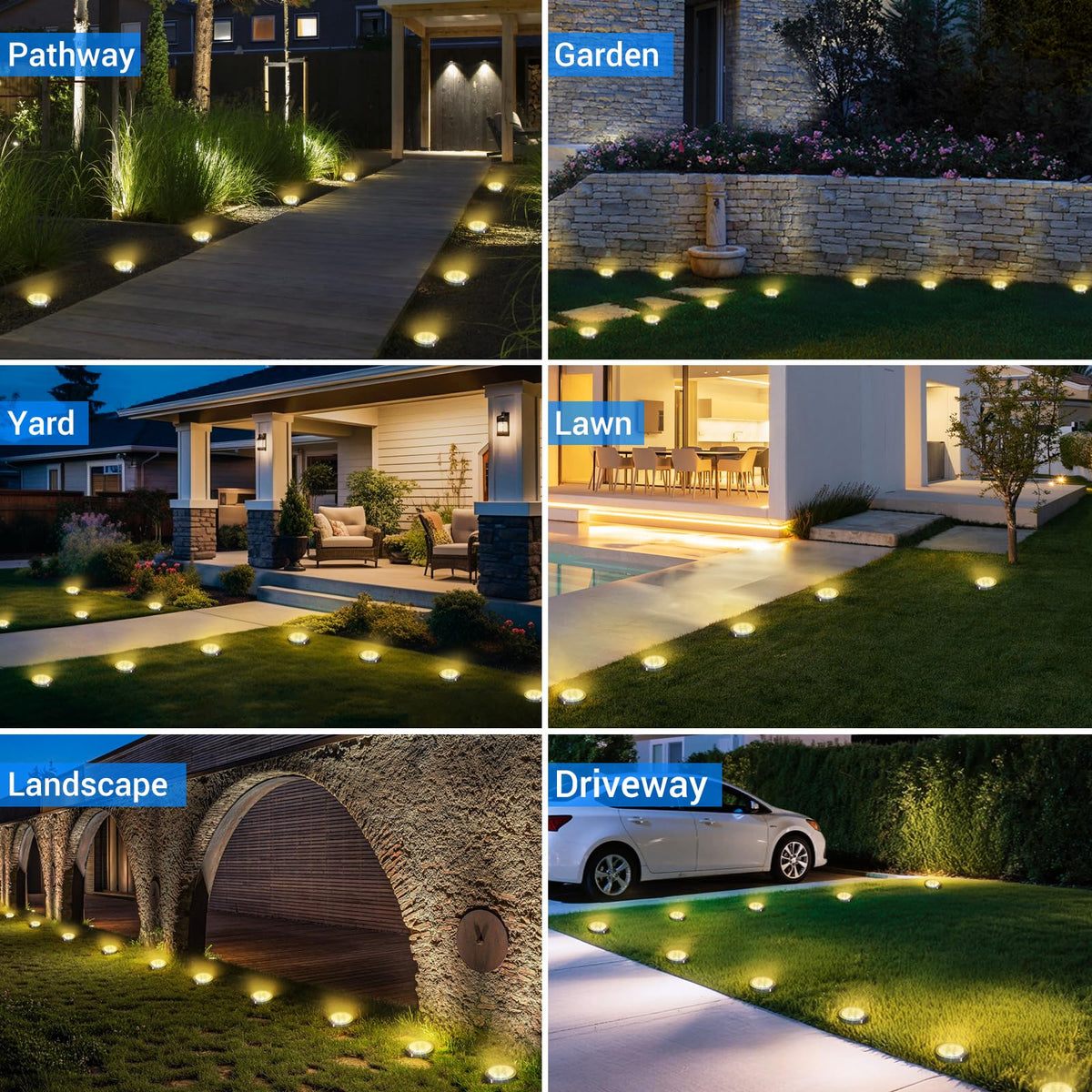 Peasur warm white glow enhances patios with durable stainless steel.