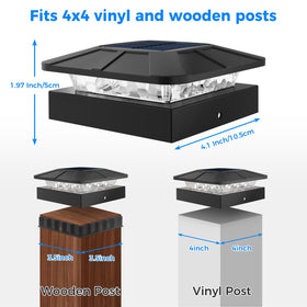 Peasur solar post cap lights displaying multiple modes for versatile nighttime ambiance