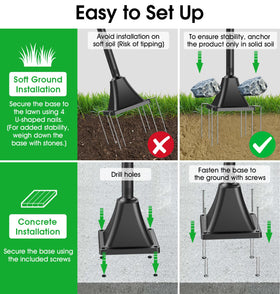 PEATOP two-pack includes ground stakes for lawn installation