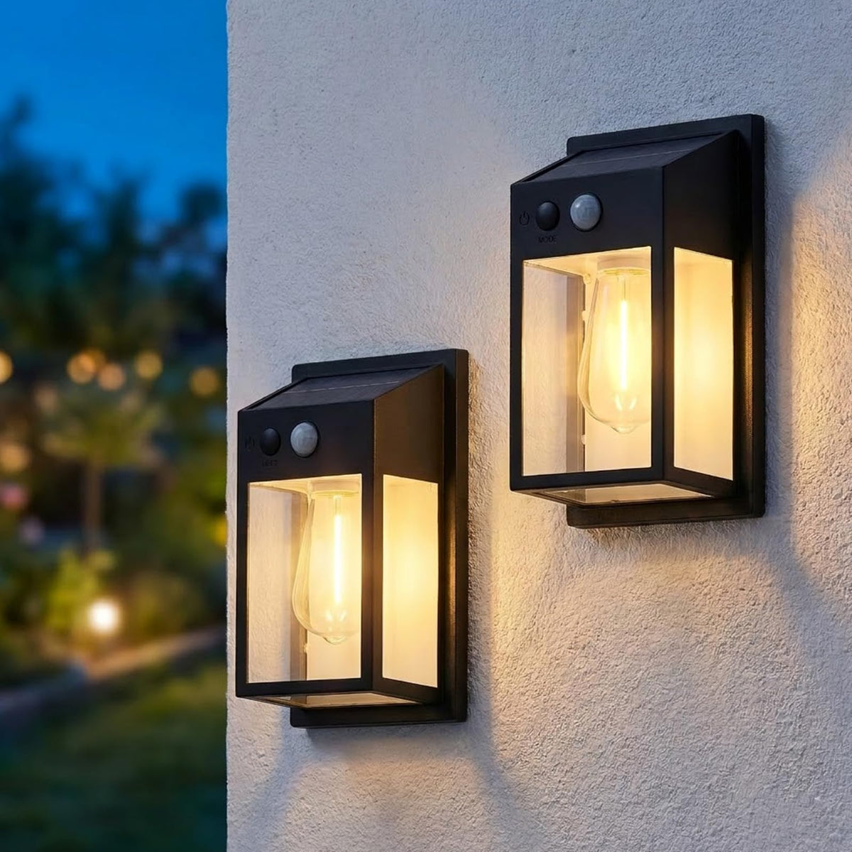 PEATOP solar porch light front-door lantern with warm glow for entry.