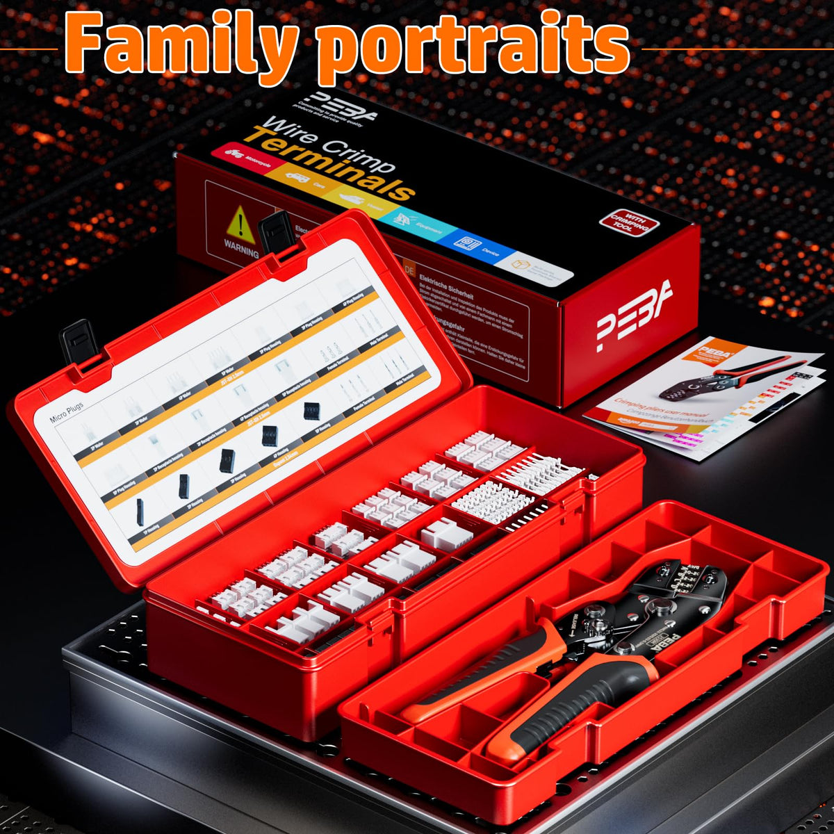 PEBA wide compatibility image shows JST, Dupont, Molex and more connectors.