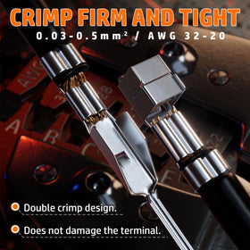 PEBA crimping tool jaws closeup demonstrates precise cutting and crimping for secure terminations.