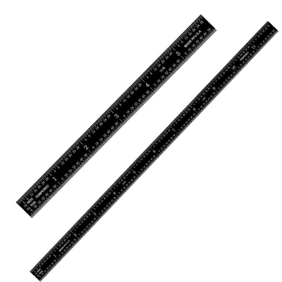 PEC Tools stainless steel ruler 6-inch with high-contrast markings for quick, accurate readings.