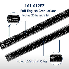 PEC Tools black chrome finish reduces glare while keeping the edge easy to read.
