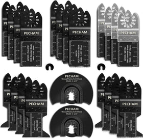 PECHAM 24-piece blade set in box for versatile oscillating tool cuts.