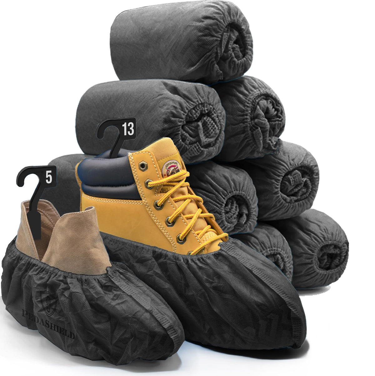 PedaShield premium XL boot cover with black tread for secure indoor and outdoor use.