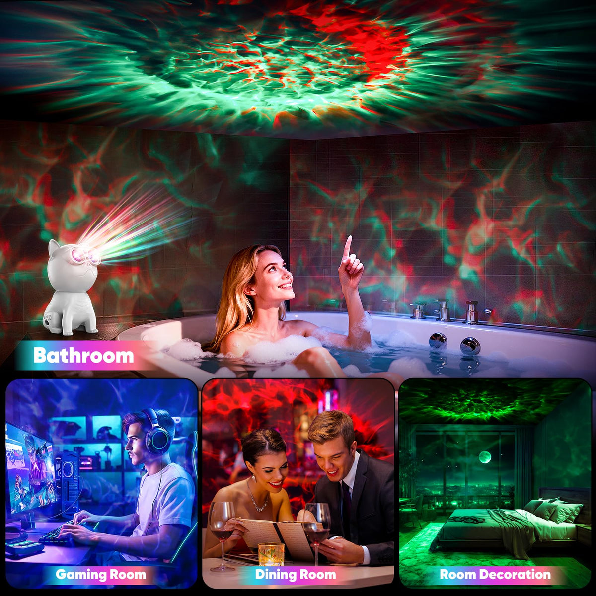 Pedica Galaxy Projector oval living-room mood-light setting a cozy atmosphere.