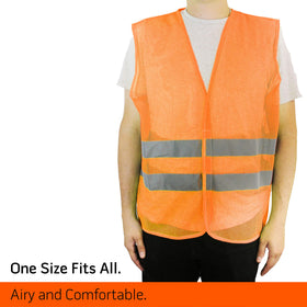 PeerBasics safety vest mesh panel closeup emphasizes airy comfortable wear.