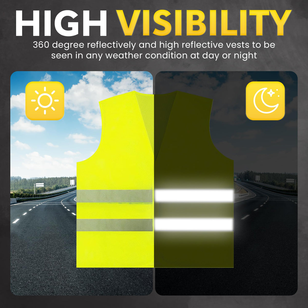 PeerBasics safety vest worn over a jacket demonstrates one size fits most