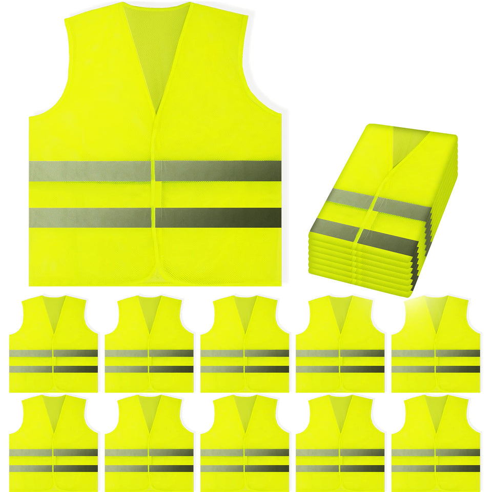 PeerBasics safety vest front view in bright yellow for high daytime visibility