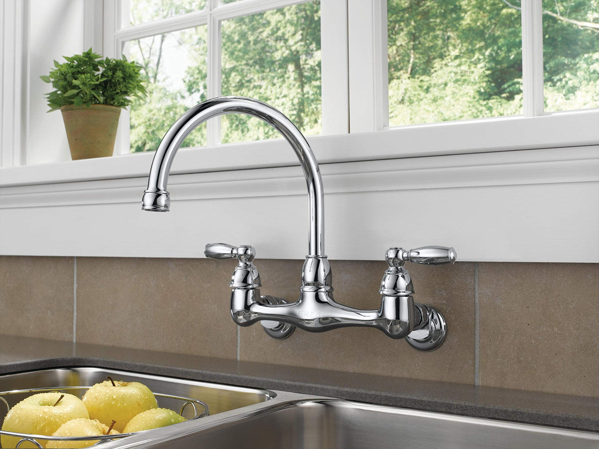 Peerless chrome faucet swivel arc, 360-degree reach for flexible cleanup