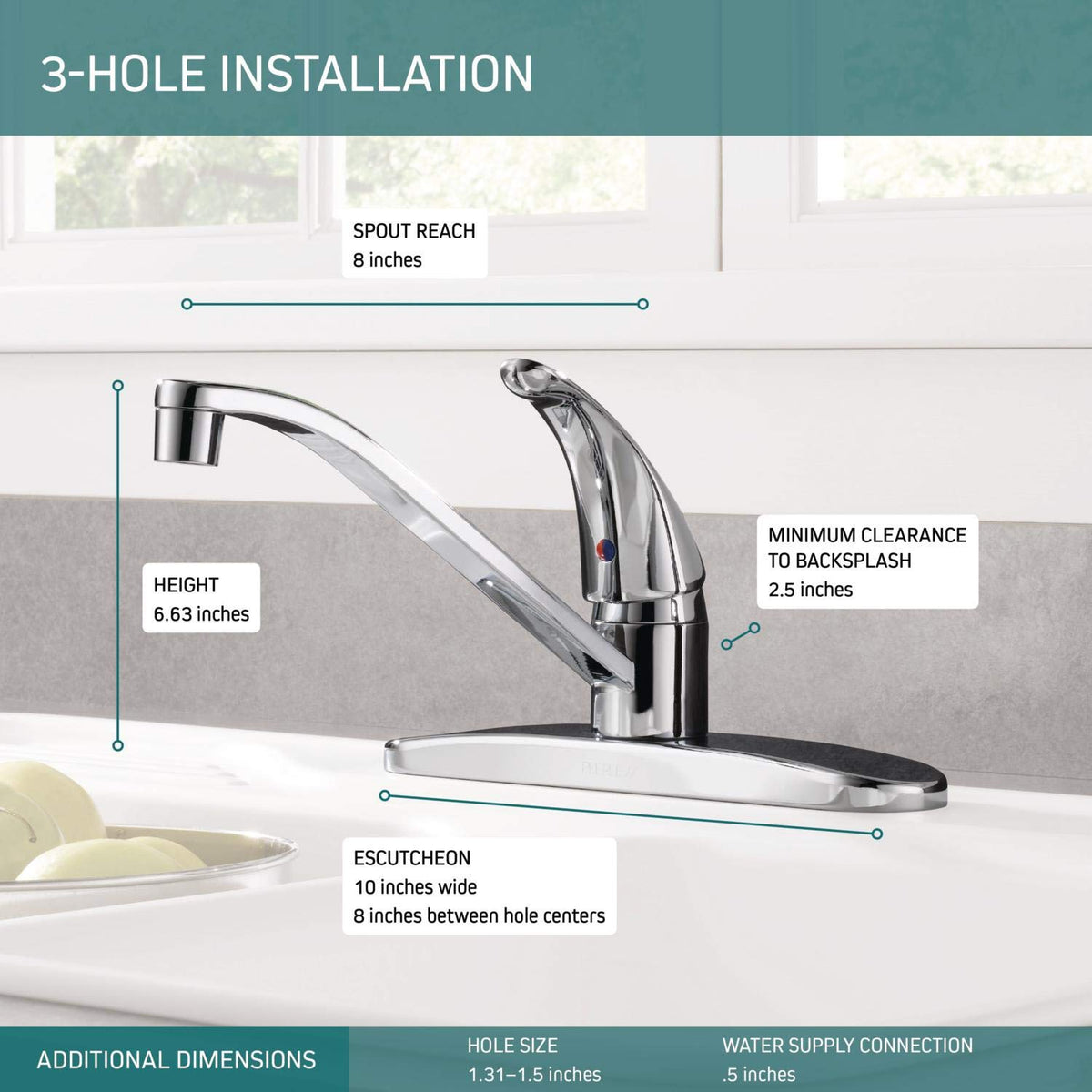 Peerless P110LF chrome faucet with 360-swivel action for flexible use