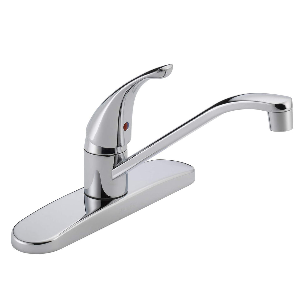 Peerless P110LF chrome faucet spout full view showing versatile reach and design