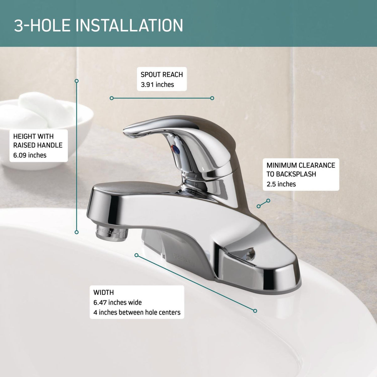 Peerless P131LF chrome finish detail, durable and easy to clean.