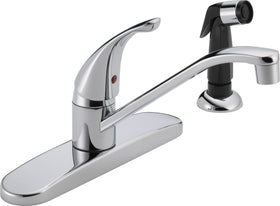 Peerless single-handle kitchen faucet chrome with 360-degree swivel for flexible reach.