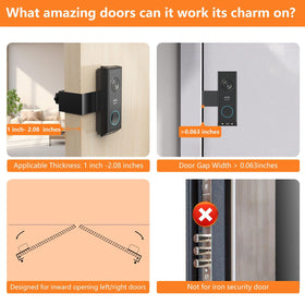 PEF E340 doorbell mount with no-drill installation for quick renter-friendly setup.