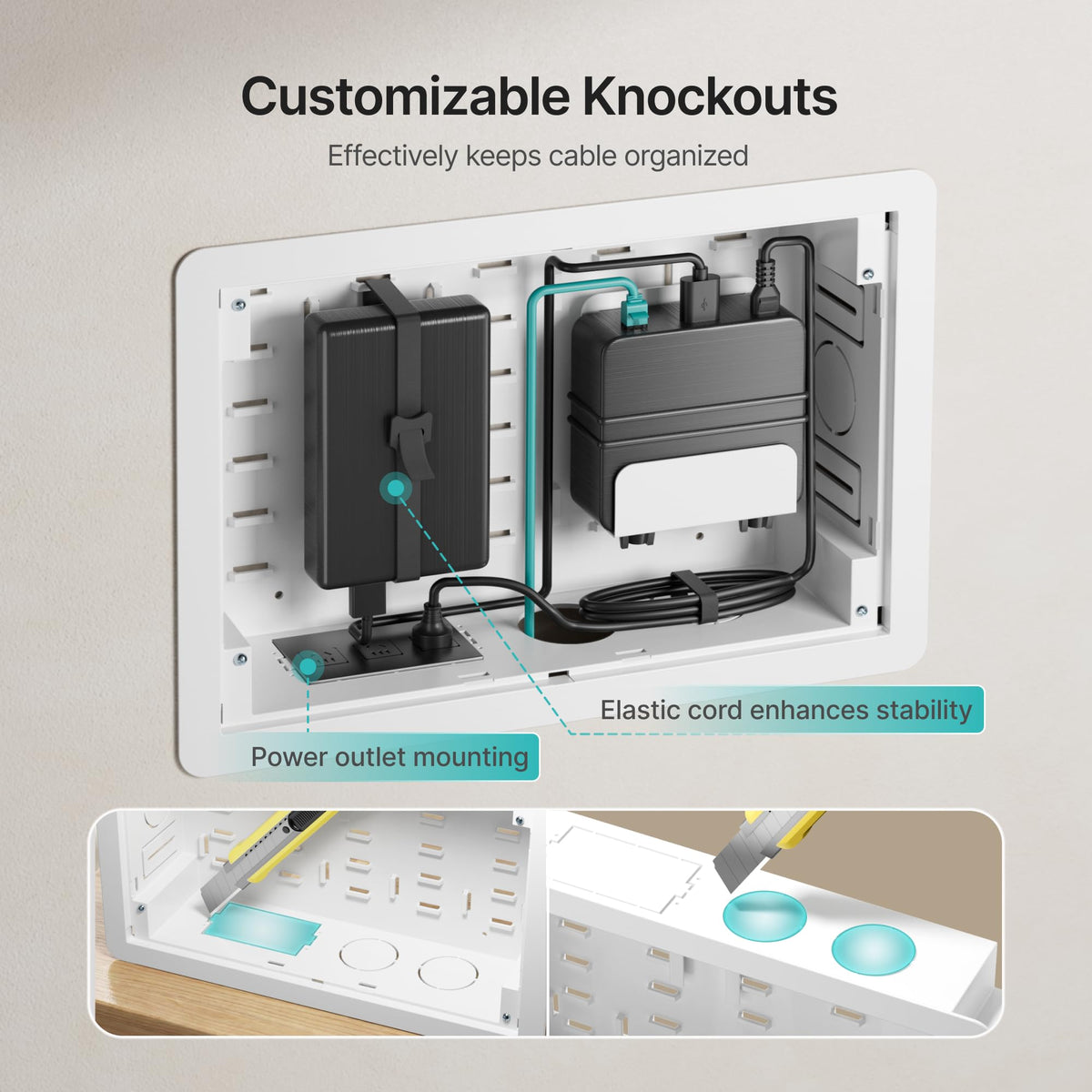 PEGZONE 9-inch in-wall media box Apple TV compatibility for easy integration