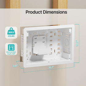 PEGZONE 9-inch in-wall media box side view highlighting compact hidden wiring