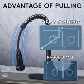 peicuai-plus black faucet with 360° swivel covers every corner of the sink