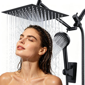 Peicuai Plus 10-inch matte black rainfall shower head delivers immersive full-body coverage