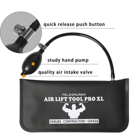 Pelesaurea air wedge anti-slip feature helps secure surfaces during setup.
