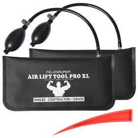 Pelesaurea air wedge bag 2pcs setup shows reusable spacers for quick leveling.