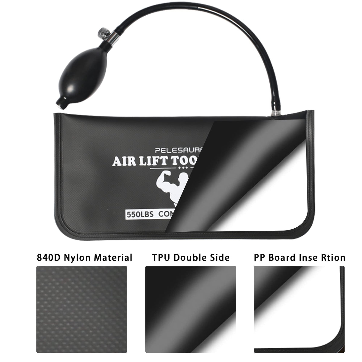 Pelesaurea air wedge pry bars included enabling fast, damage-free alignment.