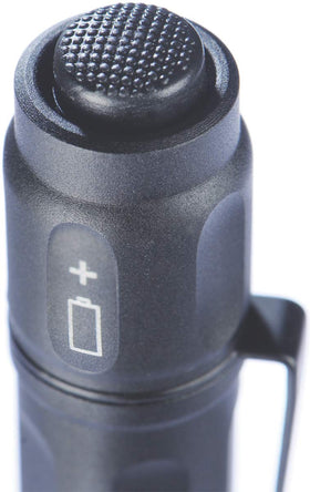 Pelican 1920B LED flashlight side view, rugged aluminum body for harsh conditions.
