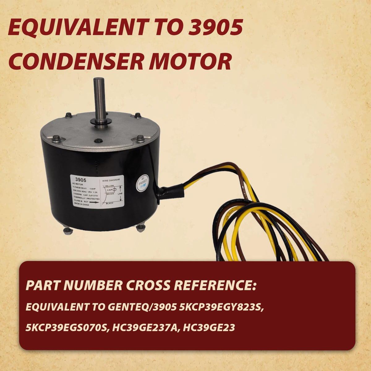 Pellethead 3905 condenser motor side view highlighting easy install features.