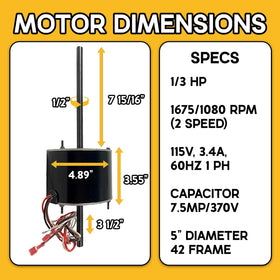 Pellethead dual-speed 1/3 HP motor demonstrates flexible cooling options.