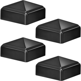 Pelopy pyramid post cap on a 2x2 black post provides weatherproof protection.