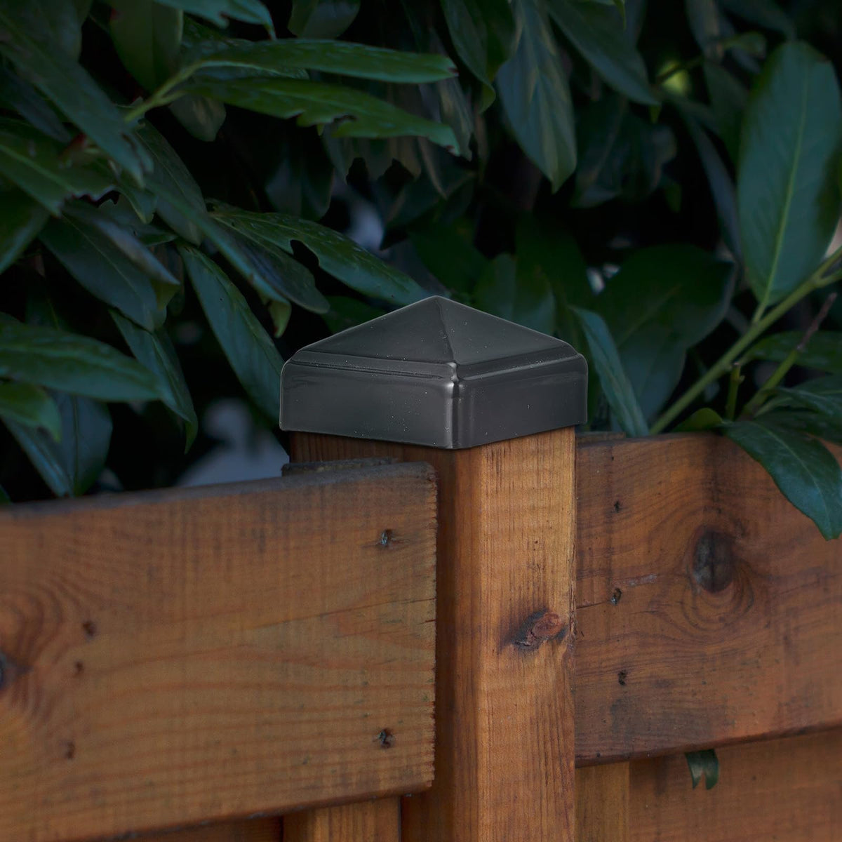 Decorative black finish enhances curb appeal on decks and fences.